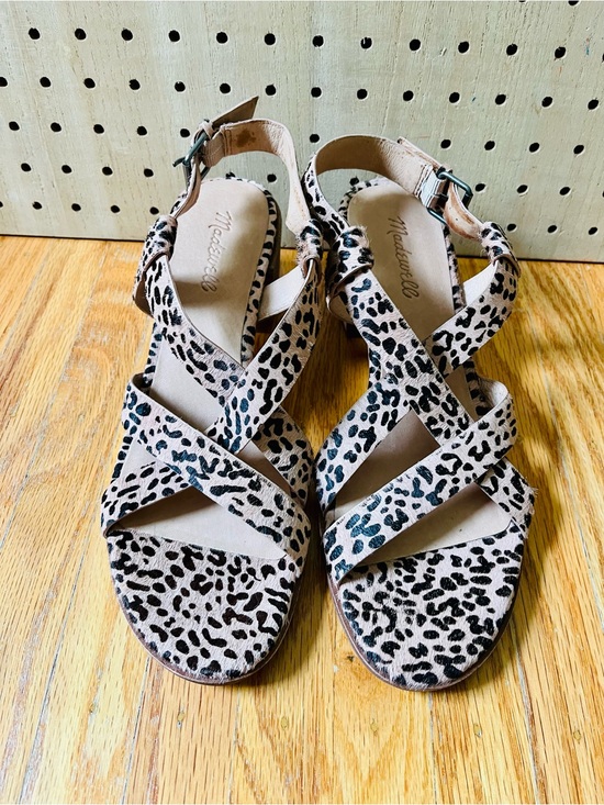 Madewell Shoes - Madewell Alyssa Asymmetrical Block Heel Sandals Leopard Calf Hair Size 9.5